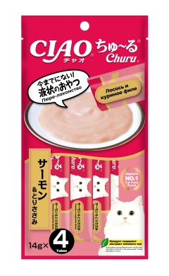 Купить inaba ciao churu Лакомство для кошек Пюре Лосось и куриное филе