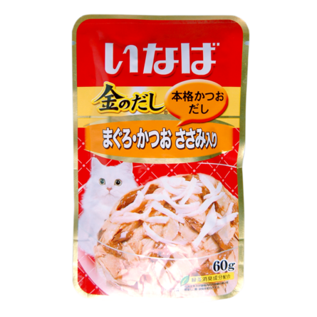 Купить inaba Киннодаси влажный корм для кошек микс тунцов и куриное филе в желе (пауч)