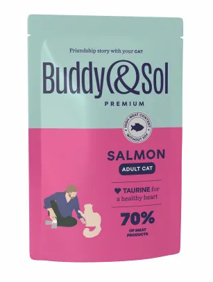 Купить buddy&sol premium adult влажный корм для взрослых кошек с рыбой в соусе (пауч)