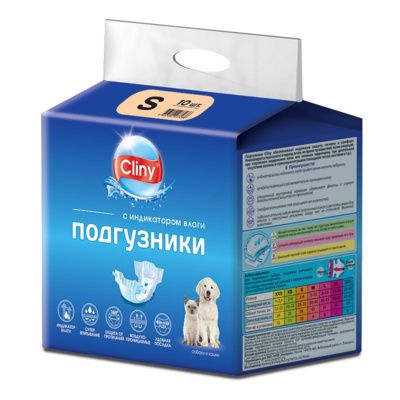 Купить cliny подгузники для кошек и собак 3-6 кг размер s