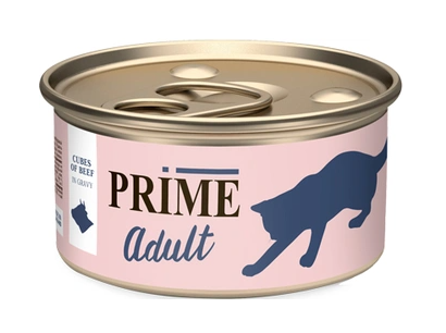 Купить prime adult консервы для взрослых кошек кусочки говядина в соусе