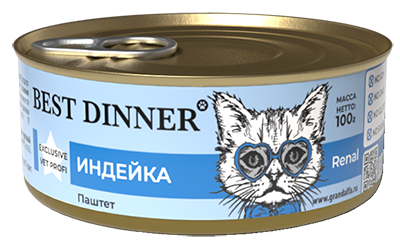 Купить best dinner exclusive vet profi renal консервы для взрослых кошек с заболеванием почек с индейкой