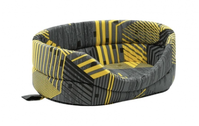 Купить zooexpress лежанка овальная «Геометрия» для кошек и собак, желто-серая