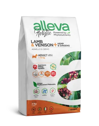 Купить alleva holistic dog adult lamb & venison mini сухой корм для взрослых собак мелких и миниатюрных пород пород с ягненком, олениной, коноплей и женьшенем
