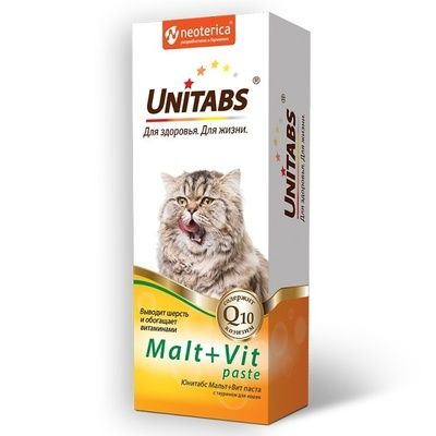 Купить unitabs malt+vit витаминная паста для вывода шерсти для кошек