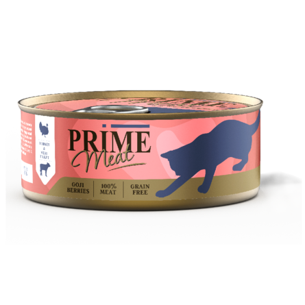 Купить prime meat консервы для кошек, индейка с телятиной, филе в желе