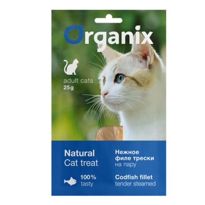 Купить organix лакомства лакомство для кошек "Нежное филе трески, приготовленное на пару" 100% рыба