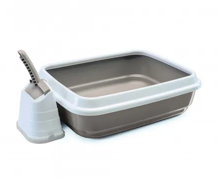 Купить imac duo туалет для кошек с бортом и совком бежево-серый