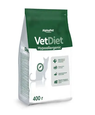Купить alphapet vet diet hypoallergenic Сухой корм для взрослых кошек при пищевой аллергии и непереносимости ингредиентов