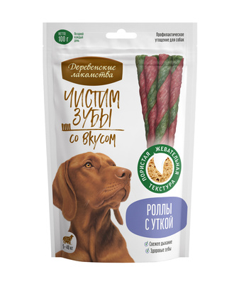 Купить Деревенские Лакомства Чистим зубы лакомство для собак Роллы с уткой