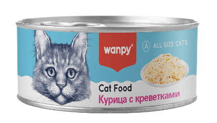 Купить wanpy cat Консервы для кошек "Курица с креветками"