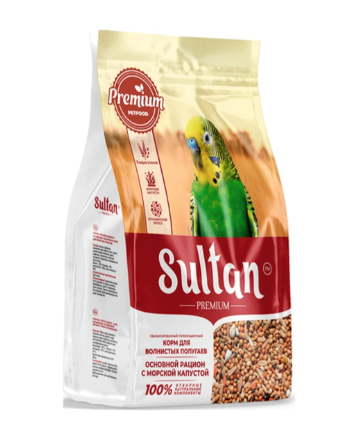 Купить Султан premium Корм сухой для волнистых попугаев Основной рацион зерносмесь с морской капустой