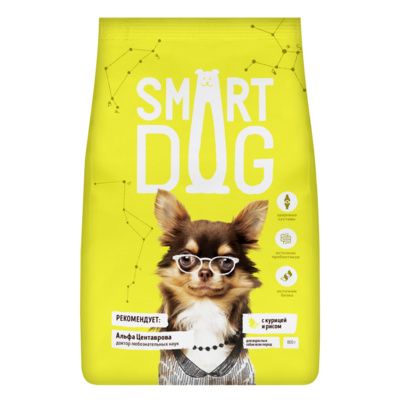Купить smart dog сухой корм для взрослых собак всех пород с курицей и рисом