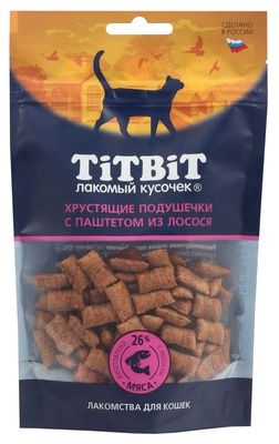 Купить titbit Лакомства для кошек хрустящие подушечки с паштетом из лосося