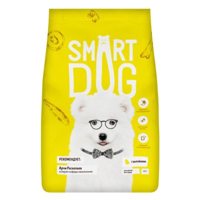 Купить smart dog сухой корм для щенков всех пород с цыпленком