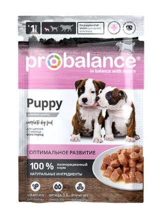 Купить probalance puppy корм влажный для щенков всех пород с курицей