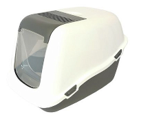 Купить СКИДКА papillon туалет-домик для кошек с открытой крышей и фильтром темно-серый/белый