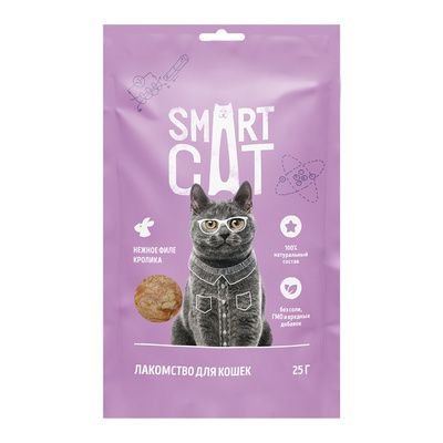 Купить smart cat лакомства лакомство для кошек "Нежное филе кролика,приготовленное на пару" 