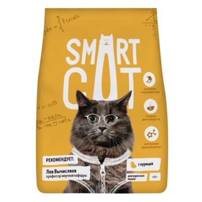 Купить smart cat сухой корм для взрослых кошек, с курицей