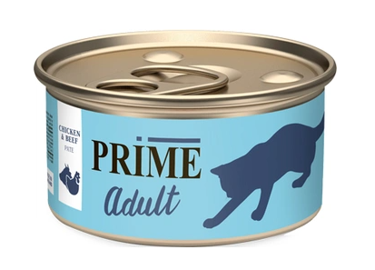 Купить prime консервы для взрослых кошек паштет с курицей и говядиной