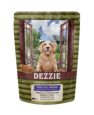 Купить dezzie adult dog сухой корм для взрослых собак с курицей и индейкой