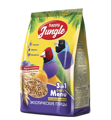 Купить happy jungle сухой корм для экзотических птиц