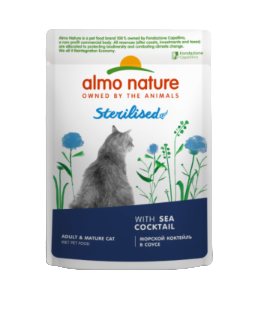 Купить almo nature Влажный корм для стерилизованных кошек с морским коктейлем в соусе (пауч)