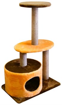 ZOOexpress комплекс Цилиндр 3 когтеточки 2 полки мех однотонный джут для кошек 