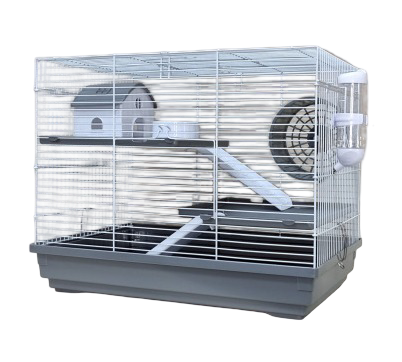 Купить №1 клетка для хомяков 3-этажная, прямоугольная, укомплектованная, серая