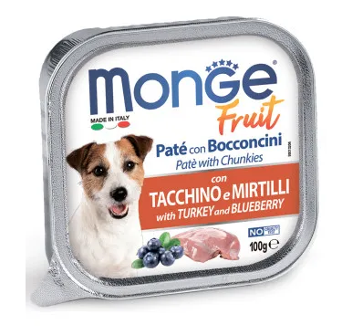 Monge Dog Fruit влажный корм для взрослых собак всех пород с индейкой и черникой (ламистер)