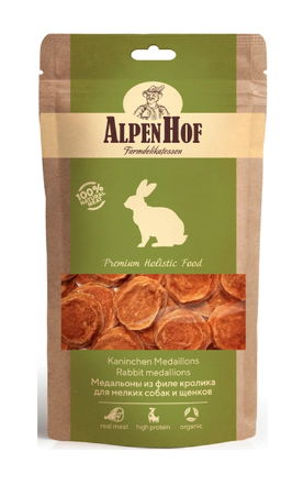 Купить alpenhof лакомство для мелких собак и щенков Медальоны из филе кролика