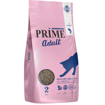 Купить prime healthy skin&coat сухой корм для кошек с 12 мес здоровая кожа и шерсть, лосось