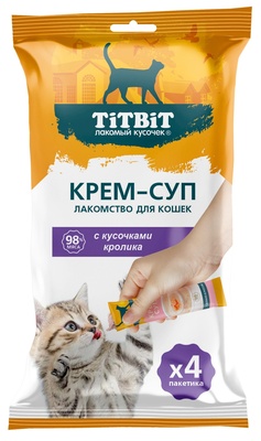 Купить titbit Лакомства для кошек крем-суп с кусочками кролика