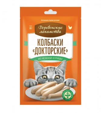 Деревенские лакомства колбаски докторские из нежной курицы для кошек