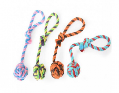Игрушка для собак мяч Camon из хлопка на веревке 30 см