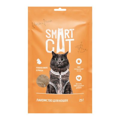 Купить smart cat лакомства лакомство для кошек "Нежное филе курицы,приготовленное на пару" 