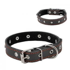 Купить homepet ошейник для собак кожаный двойной с украшениями простроченный двухслойный черный