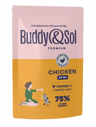 Купить buddy&sol premium kitten влажный корм для котят с курицей в соусе (пауч)