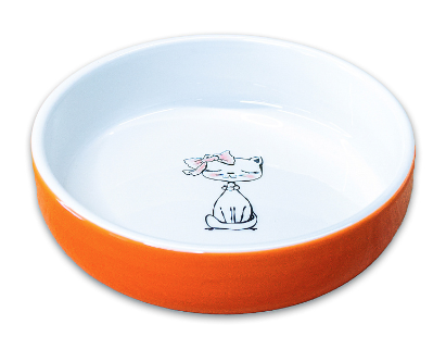 Купить mr.kranch Кошка с бантиком миска керамическая для кошек, оранжевая