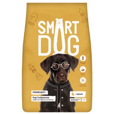 Купить smart dog сухой корм для взрослых собак крупных пород с курицей