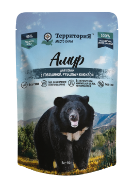 Купить ТерриториЯ влажный корм «Амур» для взрослых собак всех пород, говядина рубец и клюква (пауч)