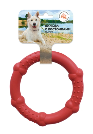 Купить Зооник игрушка для собак Кольцо с косточками красное
