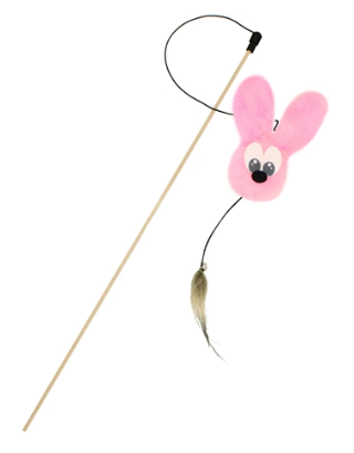 Купить gosi Игрушка для кошек Дразнилка Заяц на веревке розовая