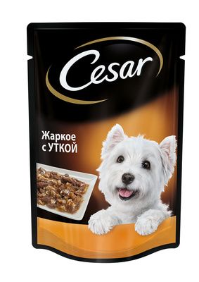 Купить cesar влажный корм для взрослых собак, жаркое с уткой (пауч)