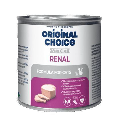 Купить original choice vetdiet renal консервы для взрослых кошек для профилактики болезней почек 