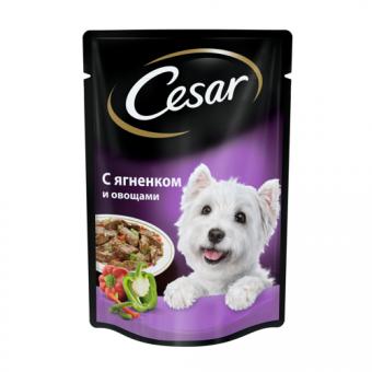 Купить cesar влажный корм с ягненком и овощами (пауч) 