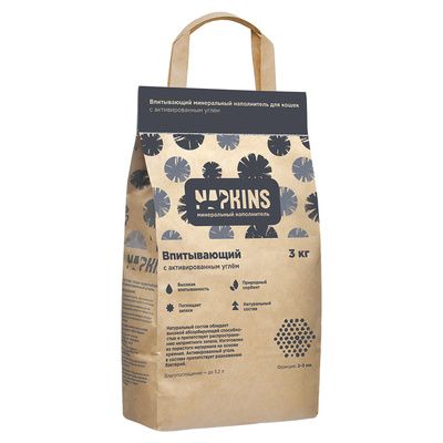 Купить napkins наполнитель для кошек впитывающий с активированным углем