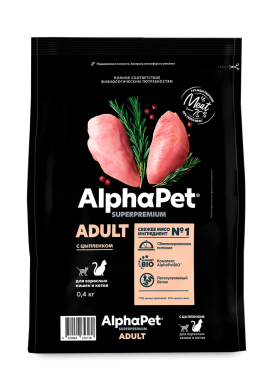 AlphaPet Superpremium Сухой корм для взрослых кошек с цыпленком