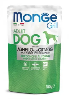 Monge Dog Grill влажный корм для взрослых собак всех пород с ягненком и овощами (пауч)