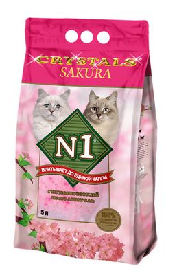 Купить n1 наполнитель для кошек силикагелевый "сакура"